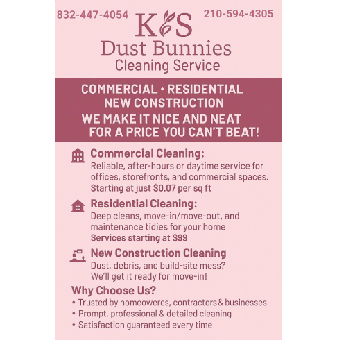 K&S Dust Bunnies Cleaning Service and Junk Haul Removal